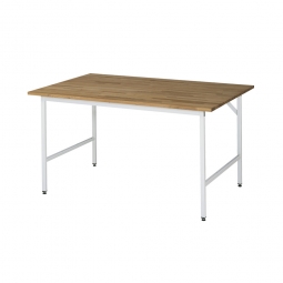 Arbeitstisch mit Massivbuche-Tischplatte, BxTxH 1500x800x800-850 mm, Gestell lichtgrau RAL 7035