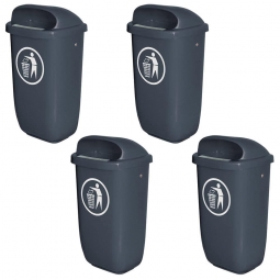 4x Abfallbehälter nach DIN 30713, 50 Liter, anthrazit, BxTxH 430x330x745 mm, Polyethylen-Kunststoff (PE-HD)
