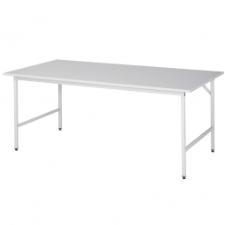 Arbeitstisch mit Melaminharz-Tischplatte, BxTxH 2000x1000x800-850 mm, Gestell lichtgrau RAL 7035