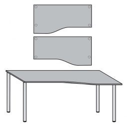 EDV-Tisch mit Quadratrohr-Füßen, Farbe silber, Lichtgrau, BxTxH 1800x800/1000x680-760 mm