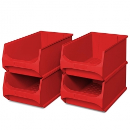 4x Sichtbox PROFI LB 2, rot, Inhalt 21,8 Liter, LxBxH 500x300x200 mm, innen 425x270x190 mm
