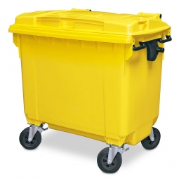 Müllcontainer, 660 Liter, nach EN 840-6, gelb, BxTxH 1265x775x1165 mm, Polyethylen (PE-HD)