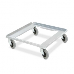 Edelstahl-Flüster-Roller für Spülkörbe 500x500 mm, 100 mm PU-Rad, Deck offen, Tragkraft 250 kg
