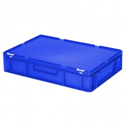 Euro-Aufbewahrungsbox mit Deckel, LxBxH 600x400x130 mm, 23 Liter, blau