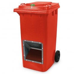 Streugutbehälter mit Entnahmeöffnung und Schließung, rot, 240 Liter, BxTxH 580x730x1075 mm