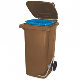 Müllbehälter, 80 Liter, braun, mit Fußpedal und Klemmring, BxTxH 445x520x930 mm, Niederdruck-Polyethylen (PE-HD)