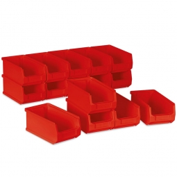 Sichtboxen-Set PROFI, 15x LB 5, rot, Inhalt 0,8 Liter, LxBxH 175x100x75 mm, innen 145x85x65 mm