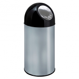 Push-Abfallbehälter, Inhalt 30 Liter, Edelstahl, HxØ 540x310 mm, Einwurföffnung Ø 160 mm