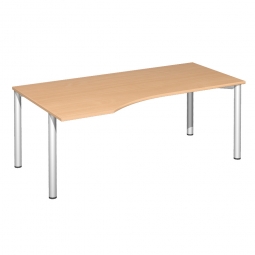 PC-Tisch, links Komfort, Gestell silber, Dekor Buche, BxTxH 1800x1000x720 mm