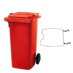 Müllbehälter, 120 Liter, rot, mit Klemmring