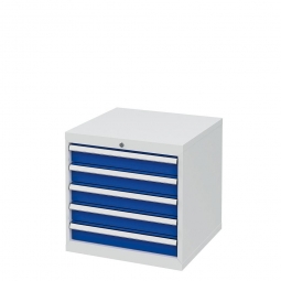 System-Schubladenschrank mit 5 Schubladen, BxTxH 600x575x620 mm, lichtgrau/enzianblau