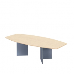 Konferenztisch mit Holzfußgestell, silber, Platte Ahorn, BxTxH 2800x1300/780x740 mm