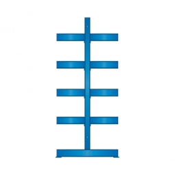 Kragarmregal, blau kunststoffbeschichtet, BxTxH 3100x1340x2500 mm, doppelseitig, 3 Regalfelder, (2x5) 10 Ebenen, Tragkraft/Fachebene 748 kg