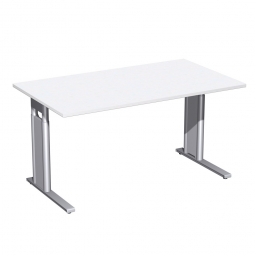 Schreibtisch PREMIUM höhenverstellbar, Rechteck, Weiß/Silber, BxTxH 1800x800x680-820 mm