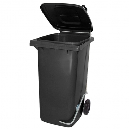 Müllbehälter 240 Liter, grau, mit Fußpedal, BxTxH 580x730x1075 mm, Niederdruck-Polyethylen (PE-HD)
