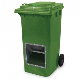 Streugutbehälter mit Entnahmeöffnung und Schließung, grün, 240 Liter, BxTxH 580x730x1075 mm