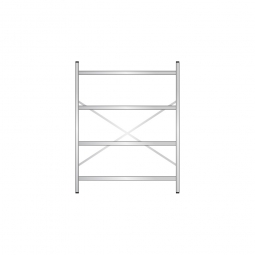 Edelstahl-Steck-Grundregal, BxTxH 1400x400x1800 mm, mit 4 Regalböden T: 350 mm