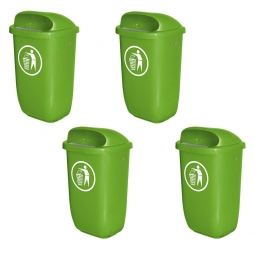 4x Abfallbehälter nach DIN 30713, 50 Liter, maigrün, BxTxH 430x330x745 mm, Polyethylen-Kunststoff (PE-HD)