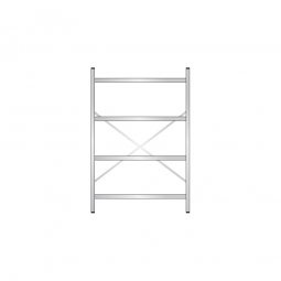 Edelstahl-Steck-Grundregal, BxTxH 1200x400x1800 mm, mit 4 Regalböden T: 350 mm