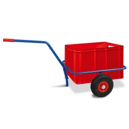 Handwagen mit Kunststoffkasten, H 420 mm, rot, LxBxH  1250x640x660 mm, Tragkraft 200 kg