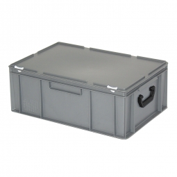 Euro-Koffer, LxBxH 600x400x230 mm, grau, mit 2 Tragegriffen auf den Stirnseiten Euro-Koffer, LxBxH 600x400x230 mm, grau, mit 2 Tragegriffen auf den Stirnseiten