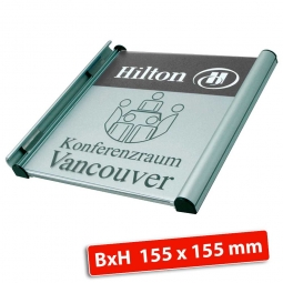 Türschild "Genf", eisengrau RAL 7011, BxH 155x155 mm