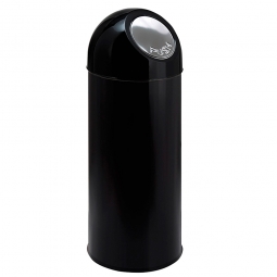 Push-Abfallbehälter mit Innenbehälter, schwarz, Inhalt 40 Liter, HxØ 670x310 mm, Stahlblech