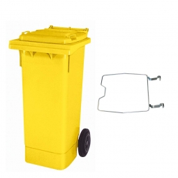 Müllbehälter, 80 Liter, gelb, mit Klemmring