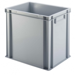Euro-Stapelbehälter mit 2 Griffleisten, LxBxH 400x300x400 mm, grau, Boden verrippt