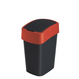 Abfallbehälter mit Schwing- oder Klappdeckel, PP, BxTxH 189x235x350 mm, Inhalt 10 Liter, schwarz/rot