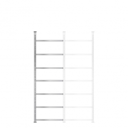 Ordner-Anbauregal, Schraubsystem, glanzverzinkt, 7 Böden, BxTxH 750x600x2550 mm