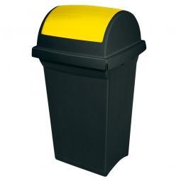 Schwingdeckel-Abfallbehälter gelb/anthrazit, BxTxH 430x390x760 mm, 50 Liter, Polypropylen-Kunststoff