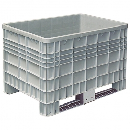 Palettenbox mit Außenrippen und 2 Kufen, Außenmaße LxBxH 1170x800x800 mm, grau