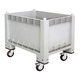 Volumenbox / Industriebox mit 4 Lenkrollen u. 2 Bremsen, 300 Liter, LxBxH 1000x700x790 mm, Wände/Boden geschlossen, grau