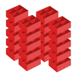 20x Einsatzkasten für Stapelbehälter, Kreuztrennwand, LxBxH 170x137x65 mm, Polystyrol (PS) rot
