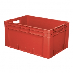 Schwerlastbehälter, geschlossen, PP, LxBxH 600x400x270 mm, 50 Liter, 2 Durchfassgriffe, rot