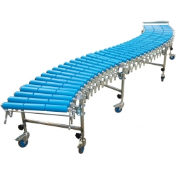 Scheren Rollenbahnen mit Tragrollen aus Kunststoff, LxB 4000/9600x500 mm, Ø 50x2,8 mm, Farbe blau