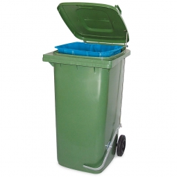 Müllbehälter, 240 Liter, grün, mit Fußpedal und Klemmring, BxTxH 580x730x1075 mm, Niederdruck-Polyethylen (PE-HD)
