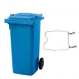 Müllbehälter, 120 Liter, blau, mit Klemmring