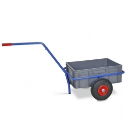 Handwagen mit Kunststoffkasten, Tragkraft 200 kg, kunststoffbeschichtet in Farbe blau RAL 5010