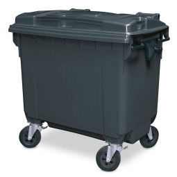 Müllcontainer, 660 Liter, nach EN 840-6, grau, BxTxH 1265x775x1165 mm, Polyethylen (PE-HD)