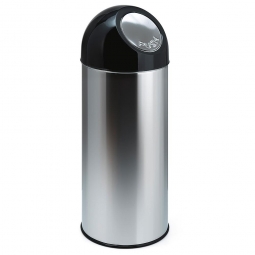 Push-Abfallbehälter, Inhalt 55 Liter, Edelstahl, HxØ 820x310 mm, Einwurföffnung Ø 160 mm