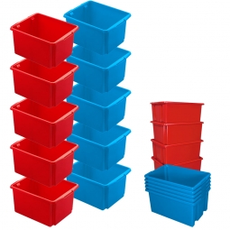 10x Dreh- und Stapelbehälter, Spar-Set, LxBxH 455x360x245 mm, 32 Liter, 5x rot und 5x blau