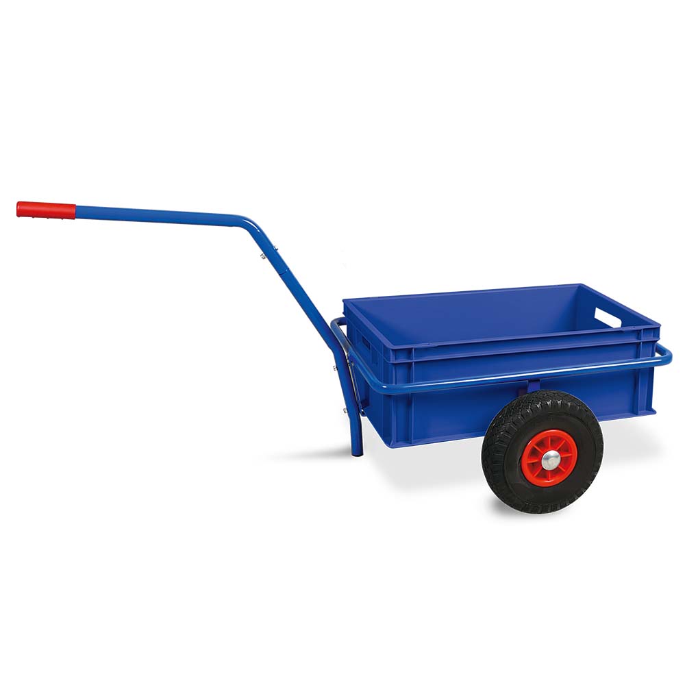 Handwagen mit Kunststoffkasten, H 220 mm, blau, LxBxH 1250x640x660 mm, Tragkraft  200 kg | Handwagen | Transportgeräte | BRB