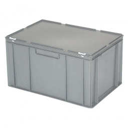 Euro-Aufbewahrungsbox mit Deckel, LxBxH 600x400x330 mm, 63 Liter, grau