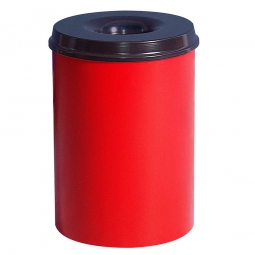 Sicherheits-Papierkorb, Inhalt 15 Liter, rot, HxØ 360x255 mm, Stahlblech, Einwurföffnung Ø 110 mm