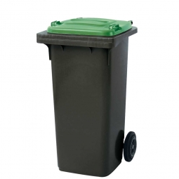 120 Liter MGB, Müllbehälter in grau mit grünem Deckel