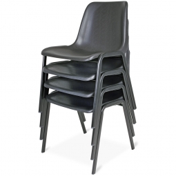 4er Set Formschalenstühle, stapelbar, Oval-Stahlrohr-Gestell 30x15 mm, schwarz
