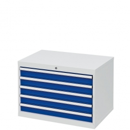 System-Schubladenschrank mit 5 Schubladen, BxTxH 900x575x620 mm, lichtgrau/enzianblau