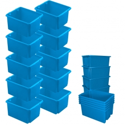 10x Dreh- und Stapelbehälter, Spar-Set, LxBxH 455x360x245 mm, 32 Liter, blau